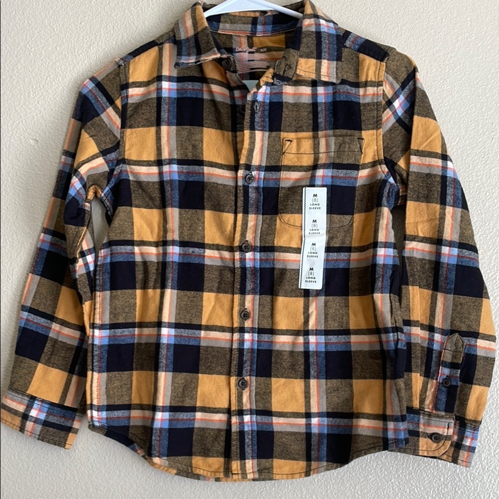 NWT Cat &‎ Jack Long Sleeve Plaid Top Size M